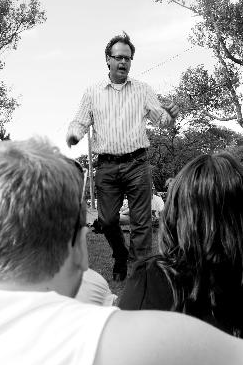Marc Emery speaks in Bannerman Park Wednesday. (Photo by James McLeod)
